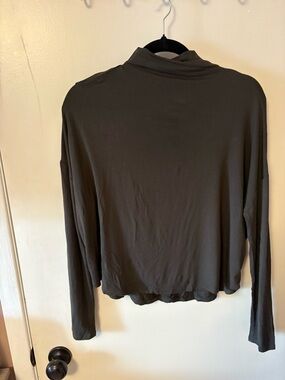 Babaton Olive Green Long-Sleeve Mock Neck Top